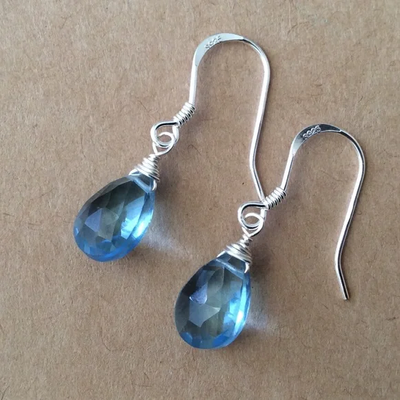 New London Blue Topaz Sterling Silver Earrings - Picture 6 of 7